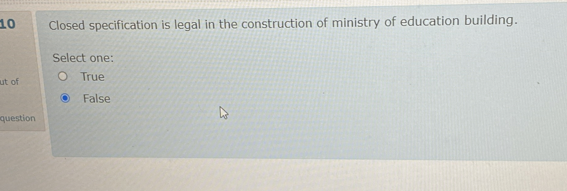 1 0 Closed specification is legal in the