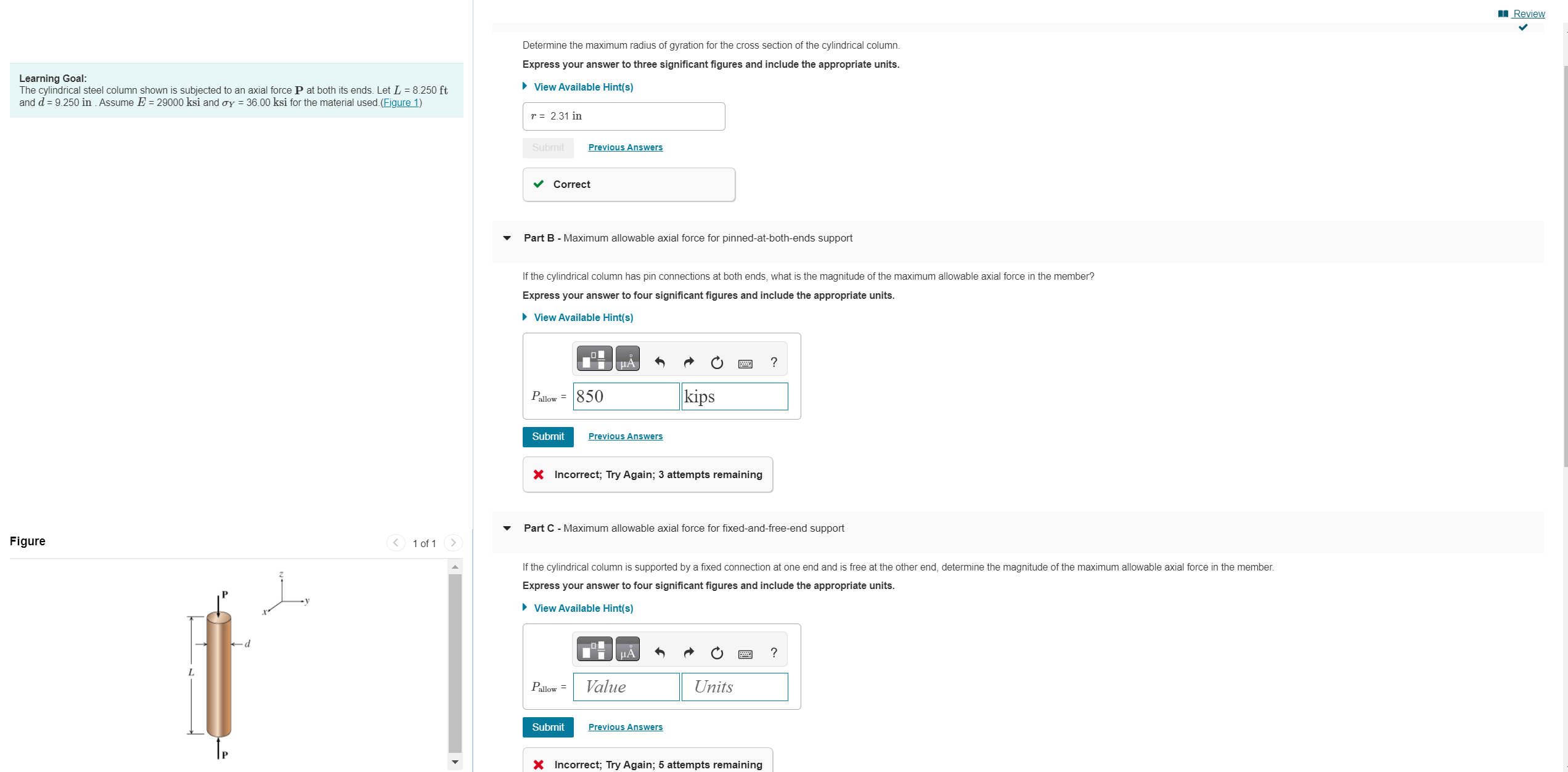 Determine the maximum radius of gyration for the