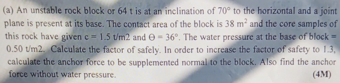 ( a ) An unstable rock block or 6 4 t is at an