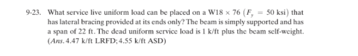 9 - 2 3 . What service live uniform load can be