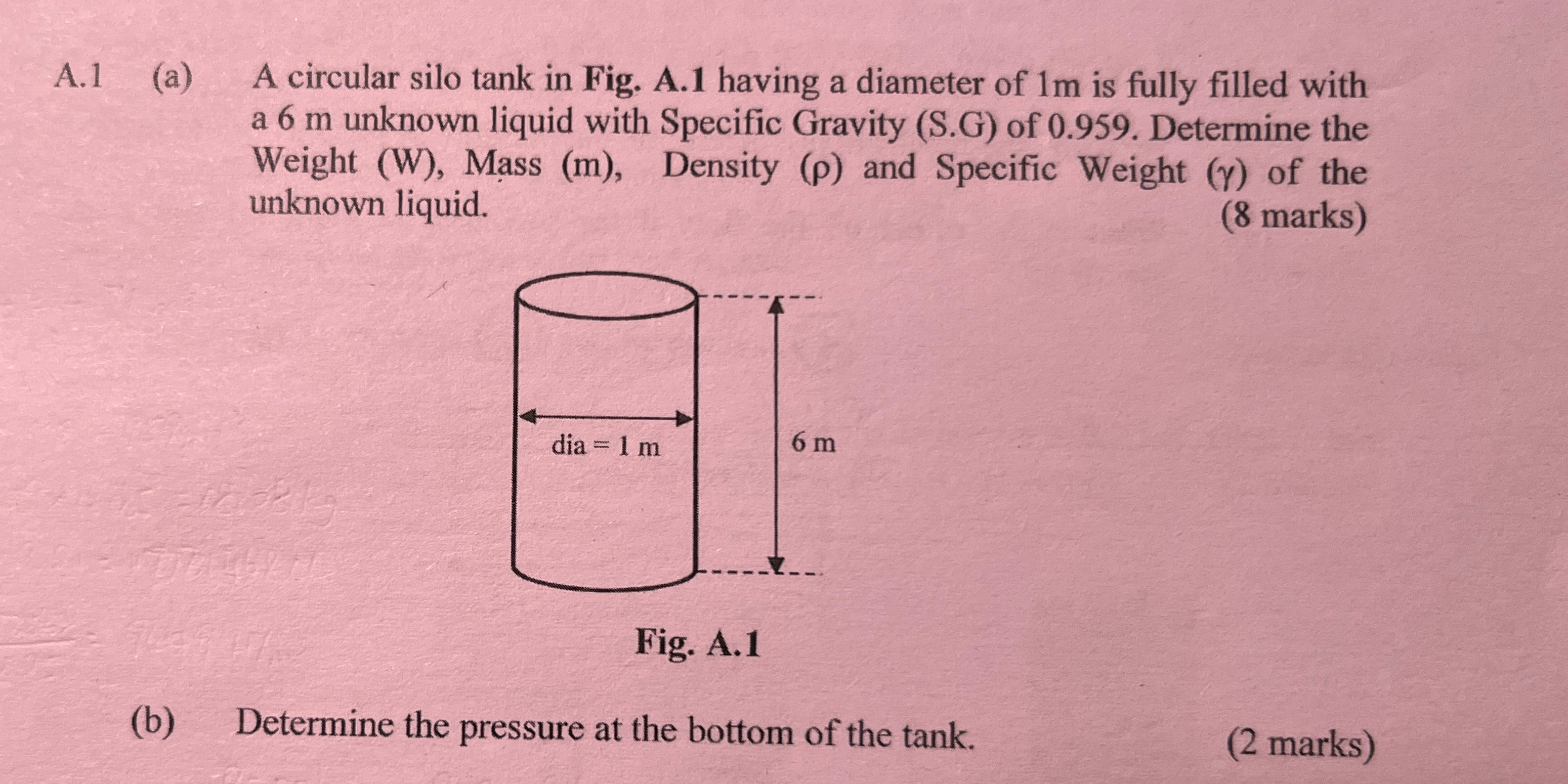 A . 1 ( a ) A circular silo tank in Fig. A . 1