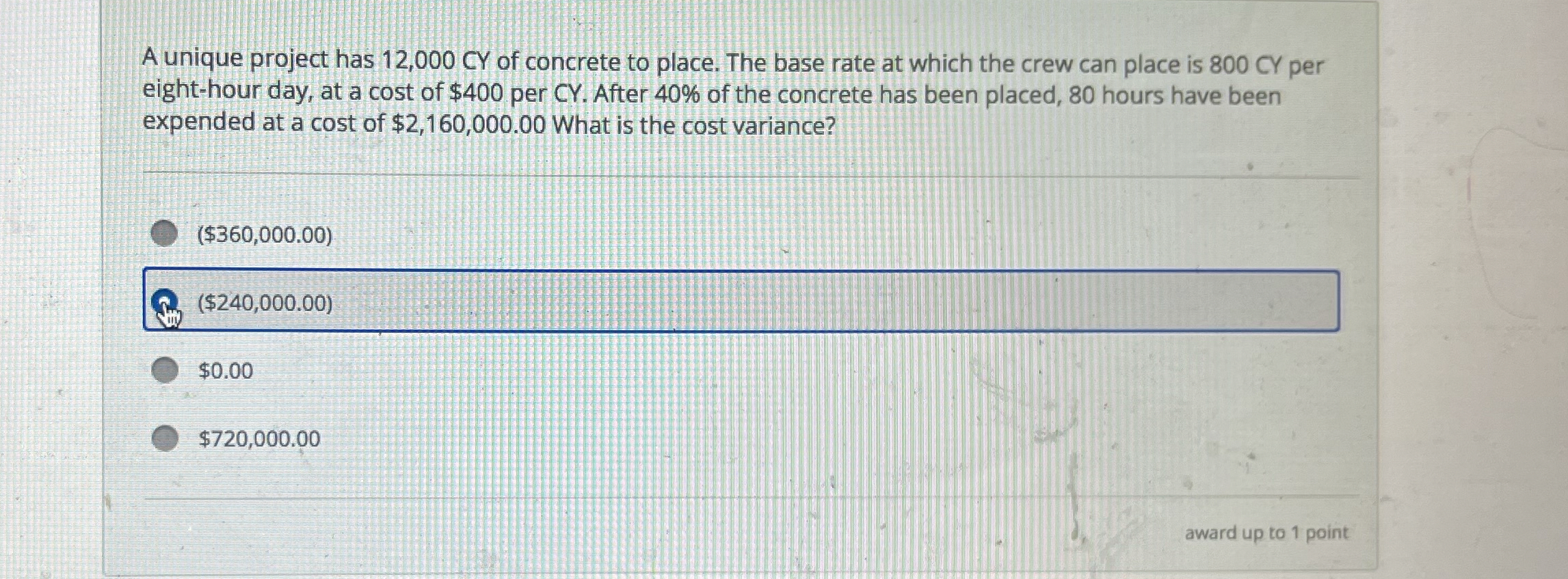 A unique project has 1 2 , 0 0 0 CY of concrete