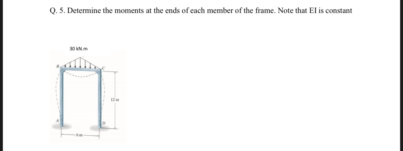 Q . 5 . Determine the moments at the ends of each