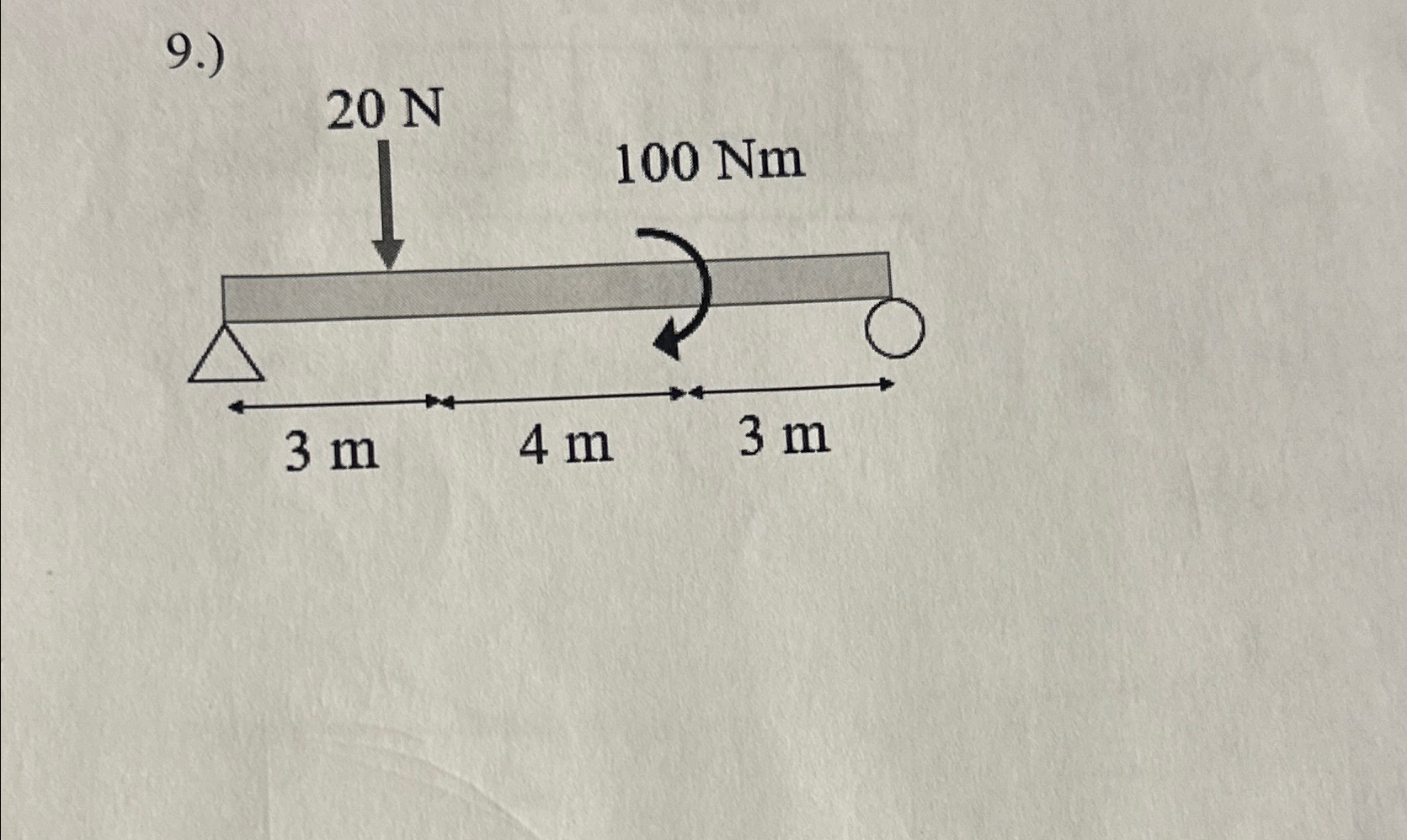 9 . ) For all beams shown, draw the shear and