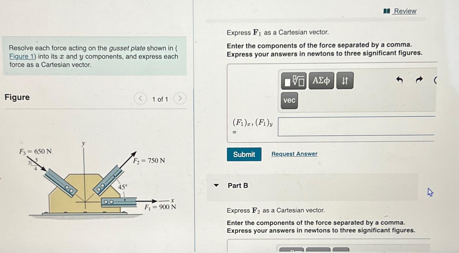 II Review Express F 1 as a Cartesian vector.