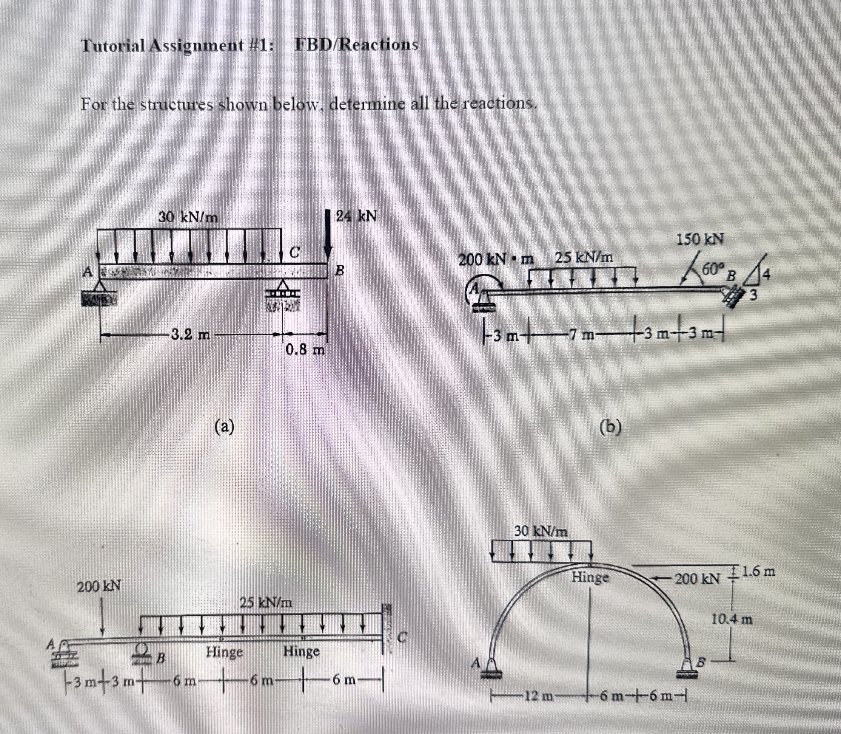 How to solve FBD / Reactions For the structures