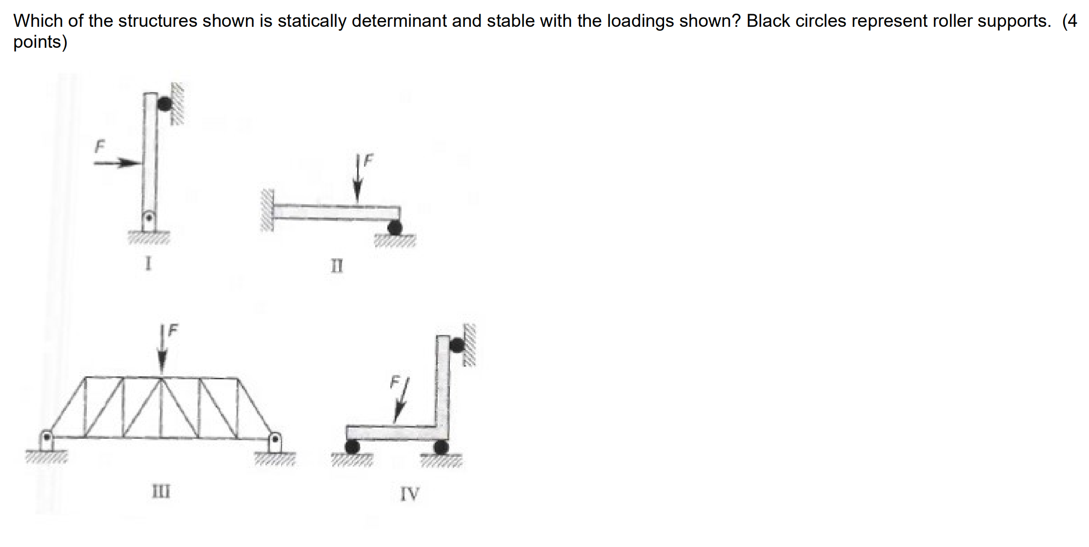 Which of the structures shown is statically