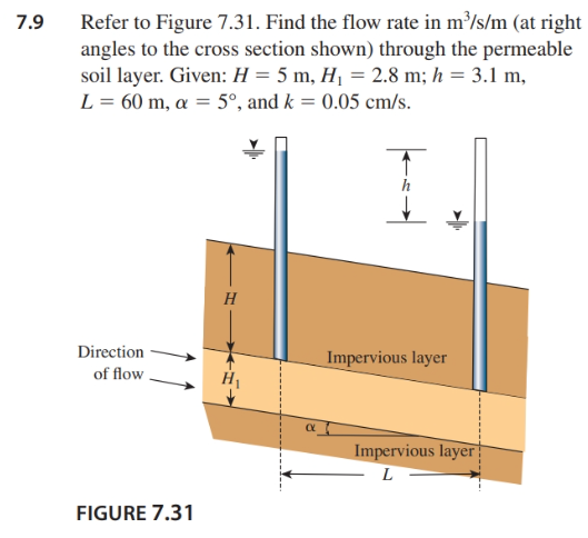 7 . 9 Refer to Figure 7 . 3 1 . Find the flow