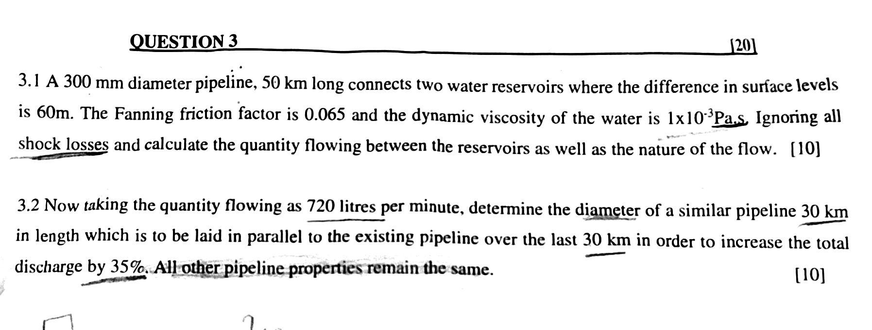 OUESTION 3 [ 2 0 ] 3 . 1 A 3 0 0 m m diameter