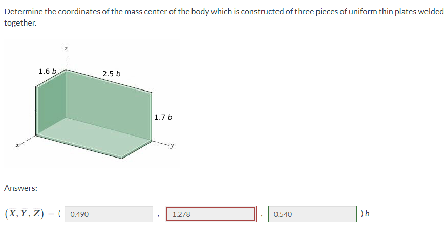 Determine the coordinates of the mass center of