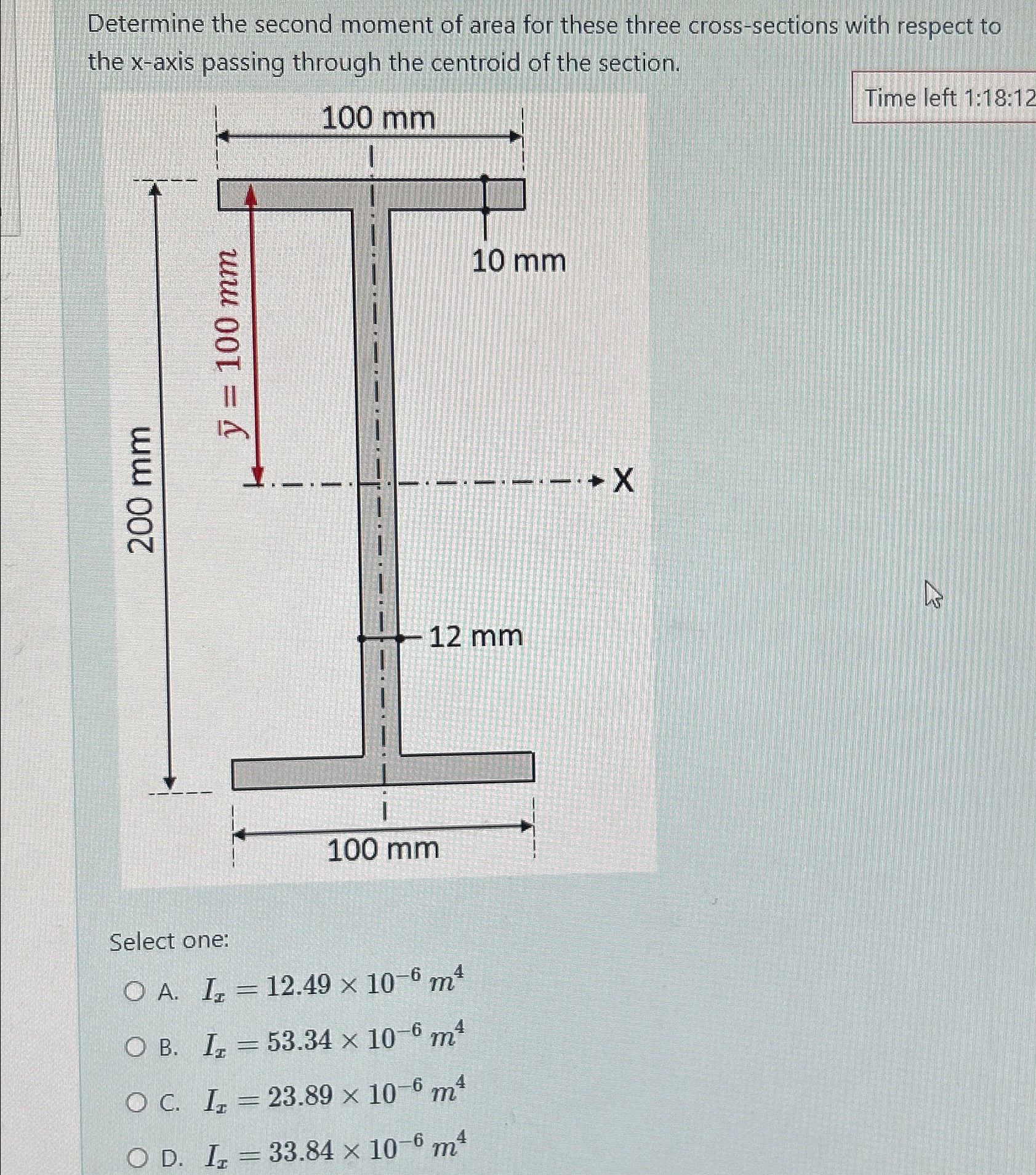 Determine the second moment of area for these