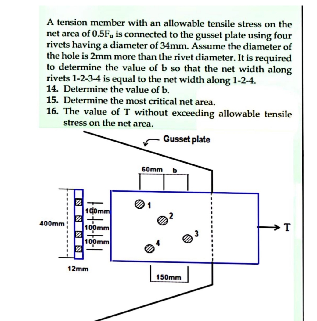 A tension member with an allowable tensile stress