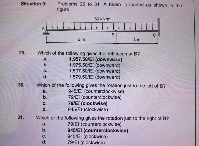 Situation 9 : Problems 2 9 to 3 1 . A beam is