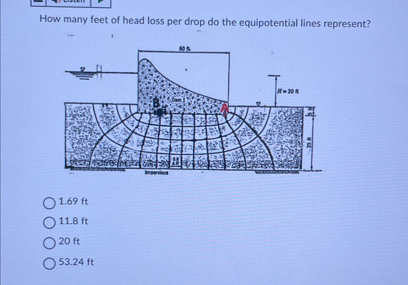 How many feet of head loss per drop do the