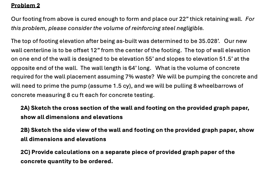 Problem 2 Our footing from above is cured enough