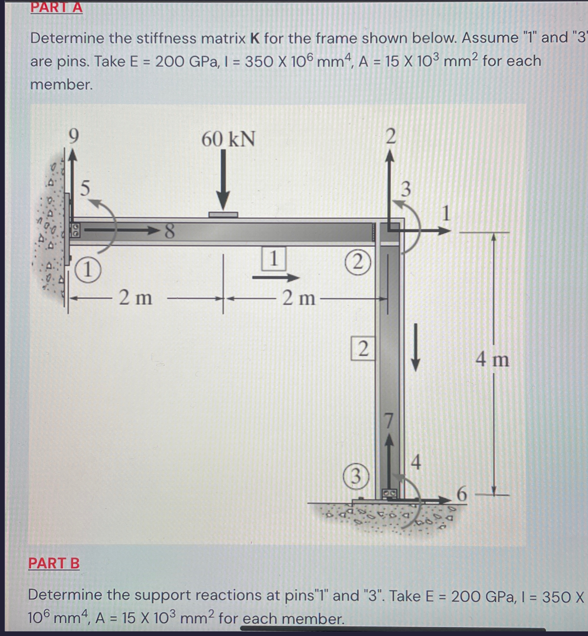 PARTA Determine the stiffness matrix K for the