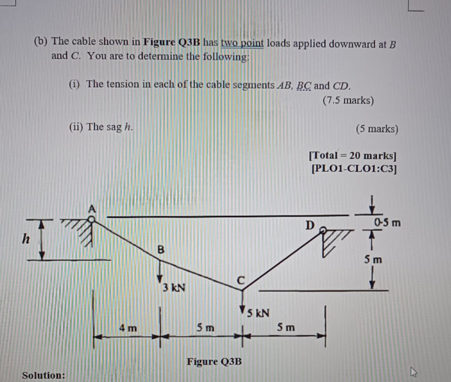 ( b ) The cable shown in Figure Q 3 B has two