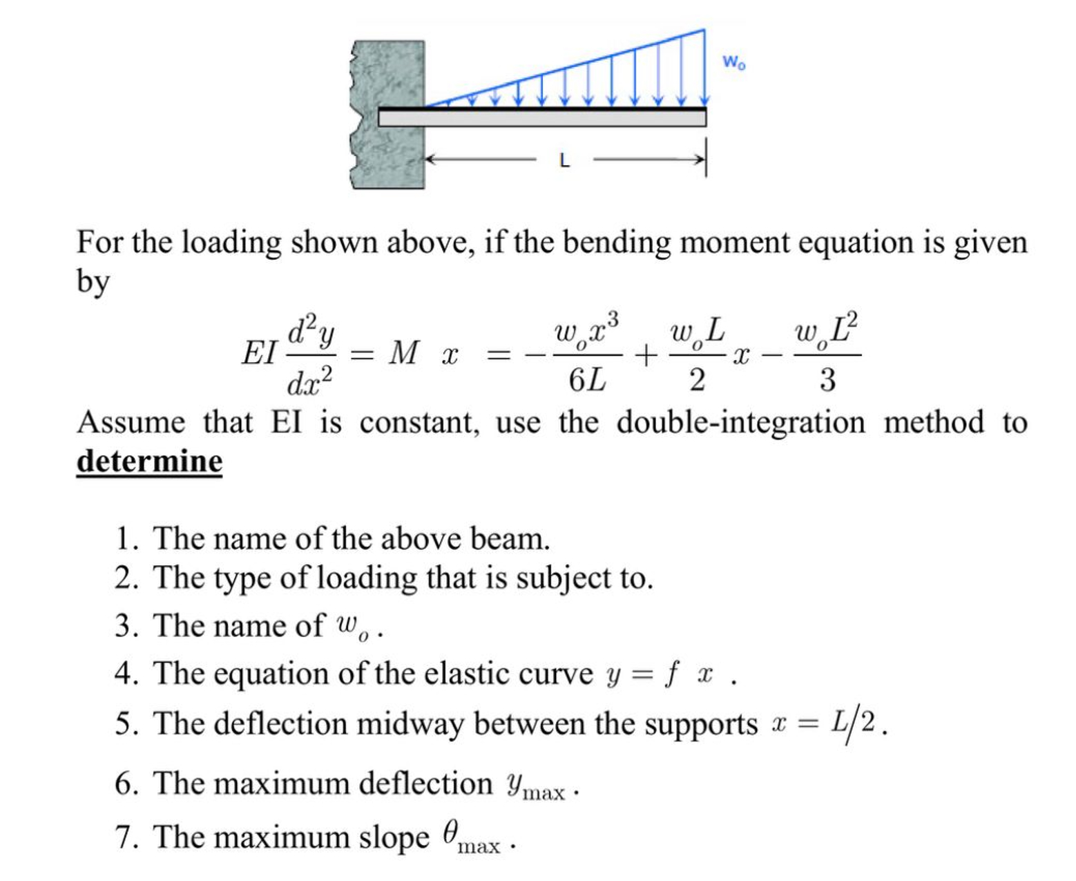 For the loading shown above, if the bending