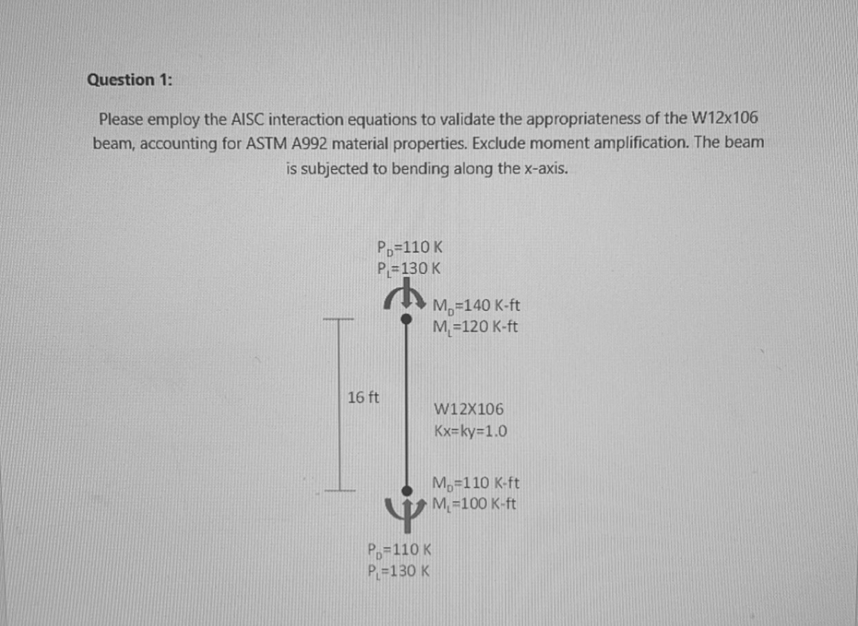 Question 1 : Please employ the AISC interaction
