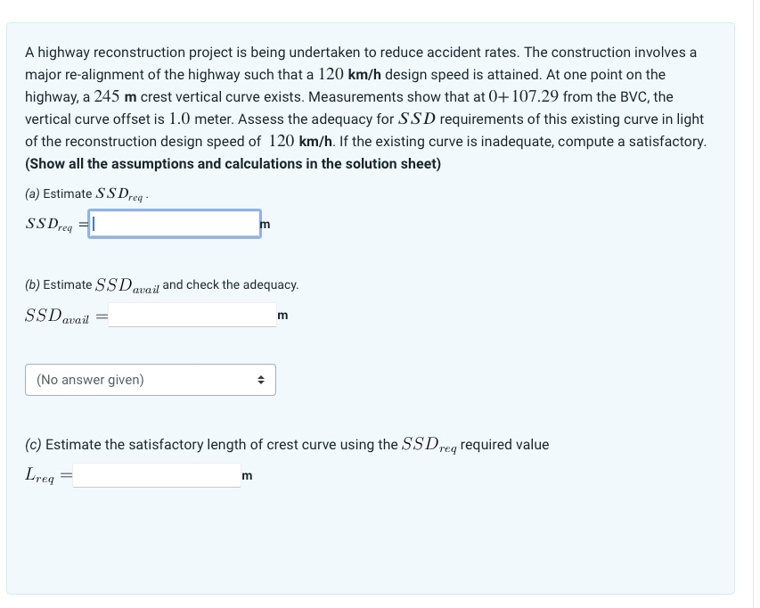 A roadway goes from tangent alignment to a 2 4 5