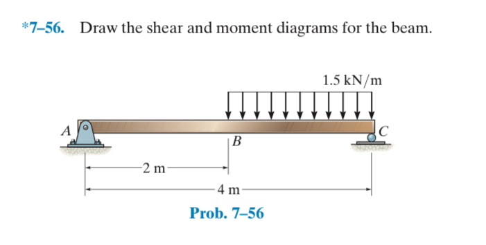 * 7 - 5 6 . Draw the shear and moment diagrams