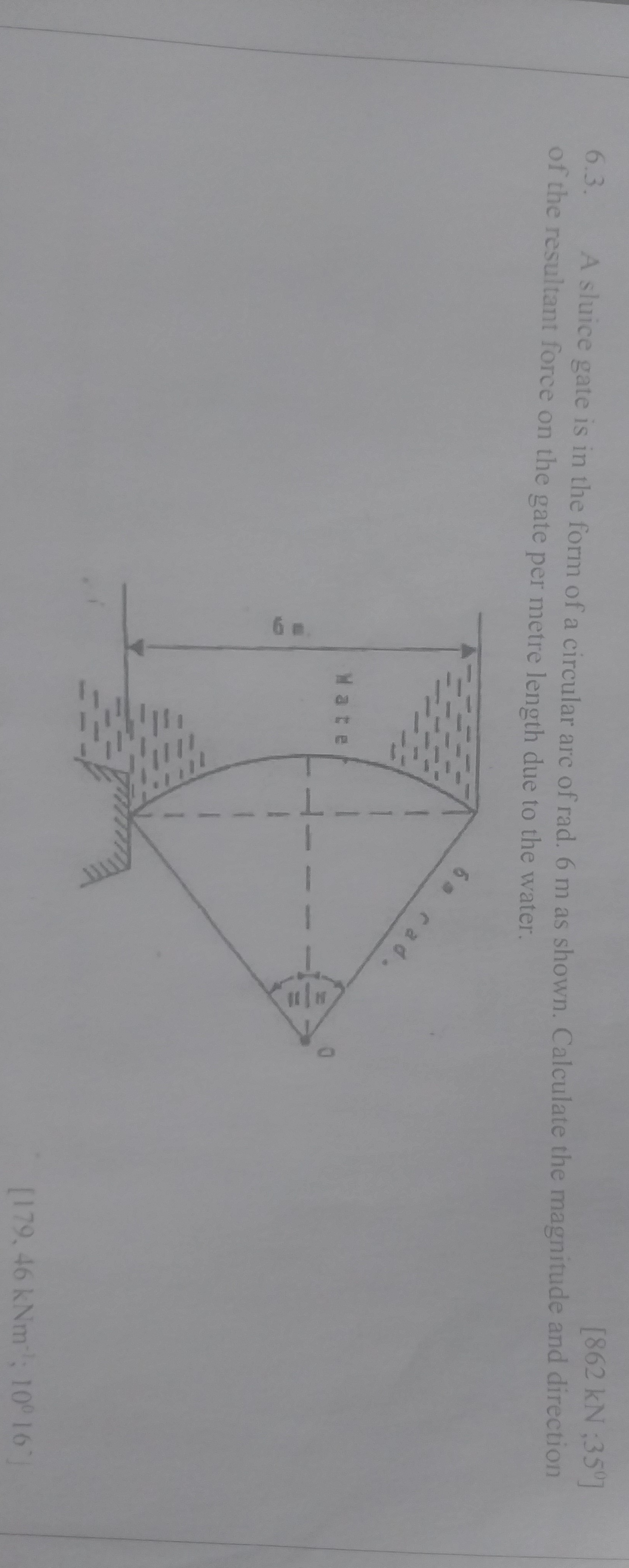 6 . 3 . A sluice gate is in the form of a
