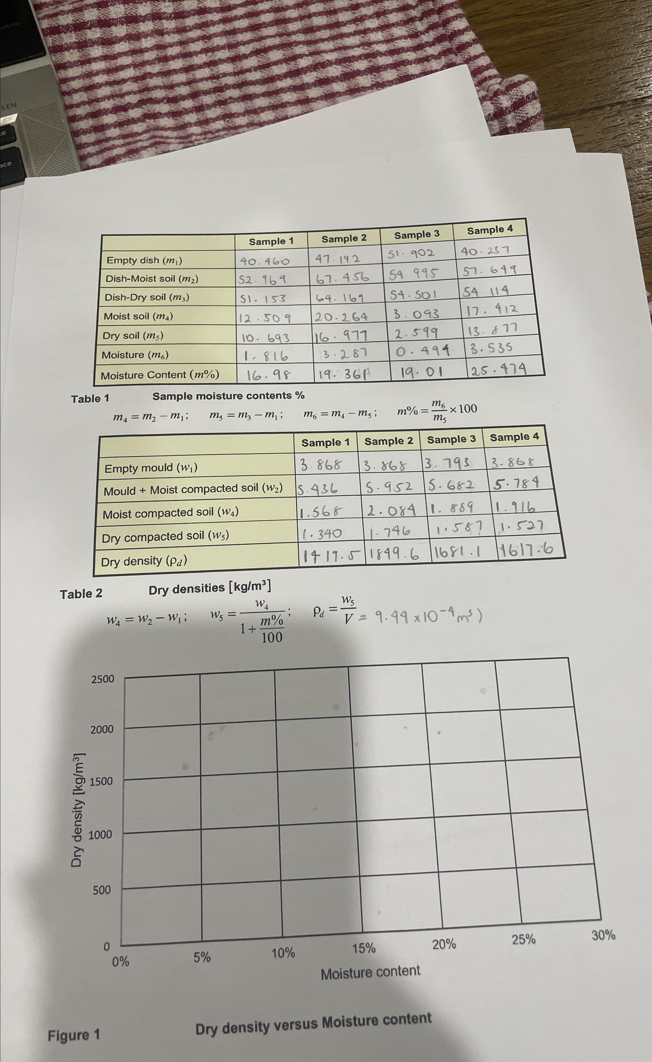 Can you plot the graph for dry density versus