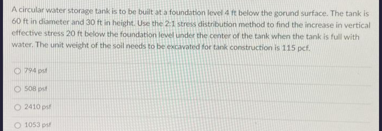 A circular water storage tank is to be built at a