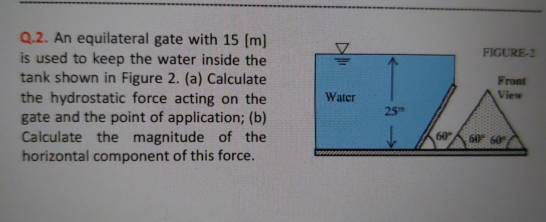 Q . 2 . An equilateral gate with 1 5 [ m ] is