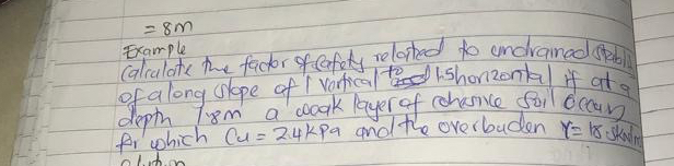 = 8 m Example Calralate the factor of afater