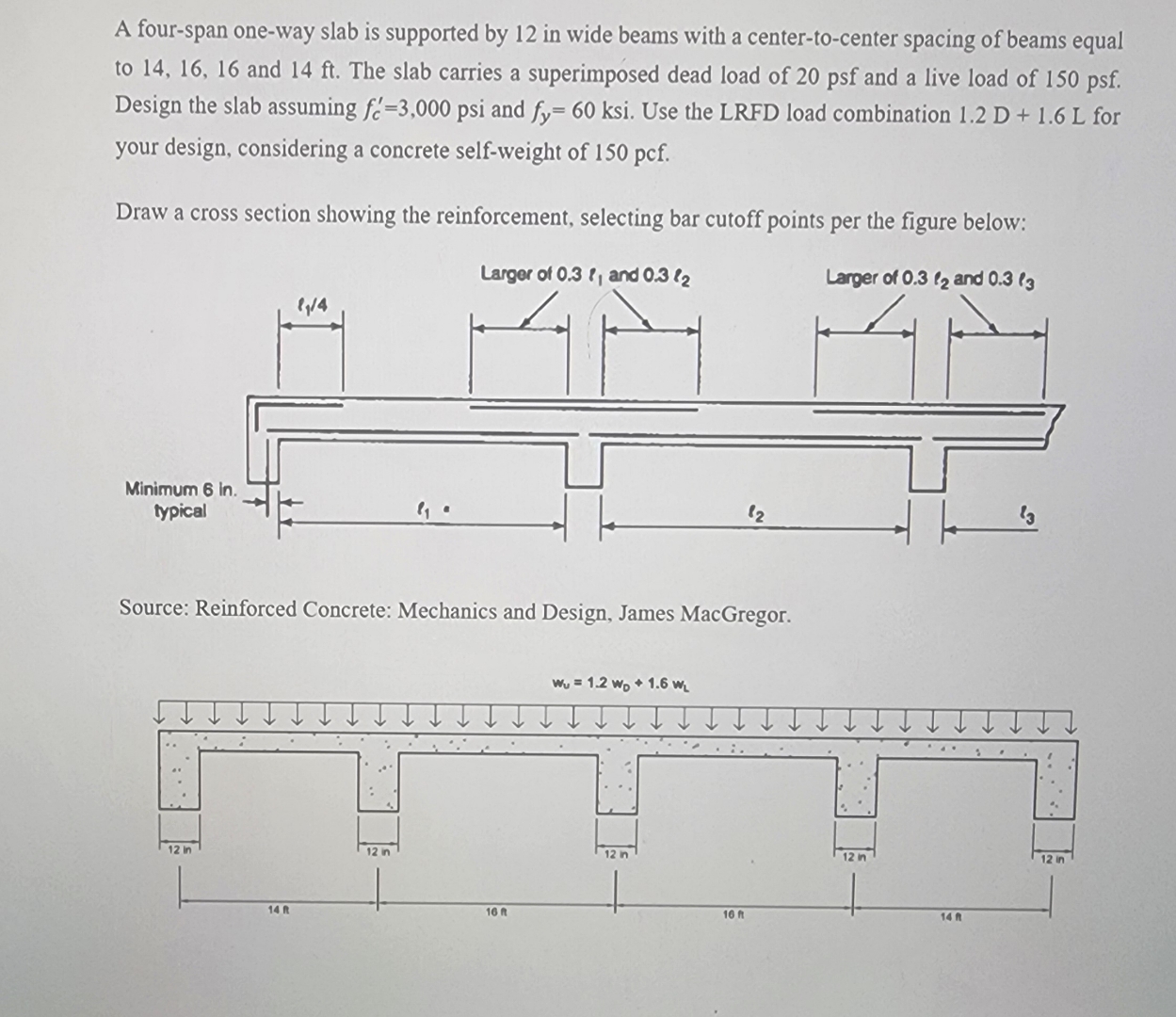 A four - span one - way slab is supported by 1 2