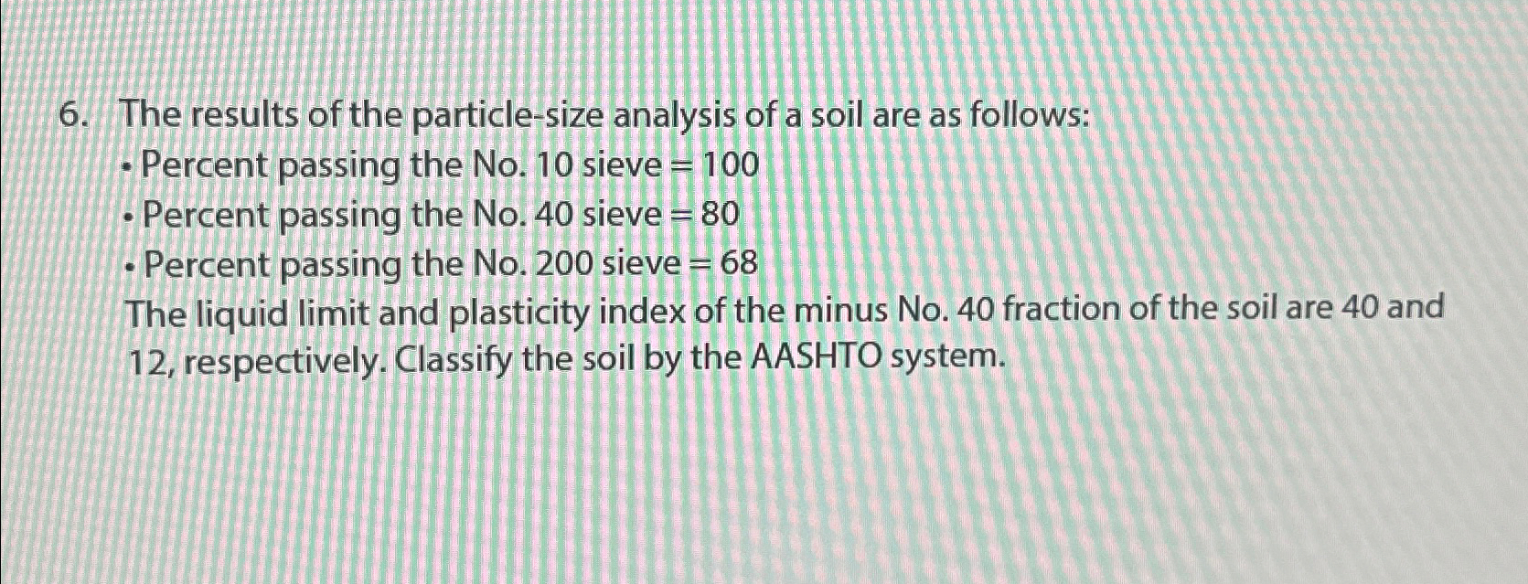 The results of the particle - size analysis of a