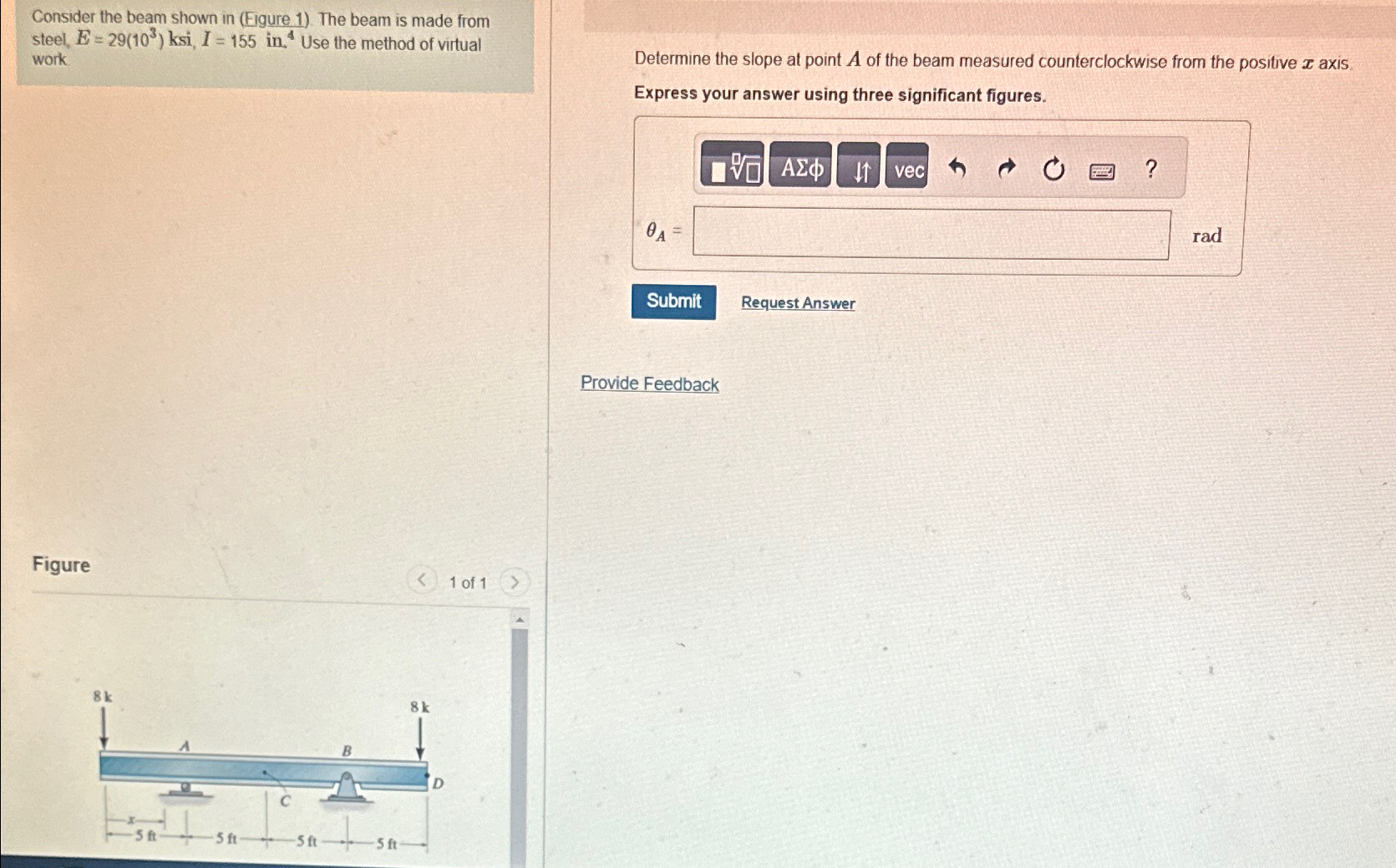 Consider the beam shown in ( Eigure 1 ) . The