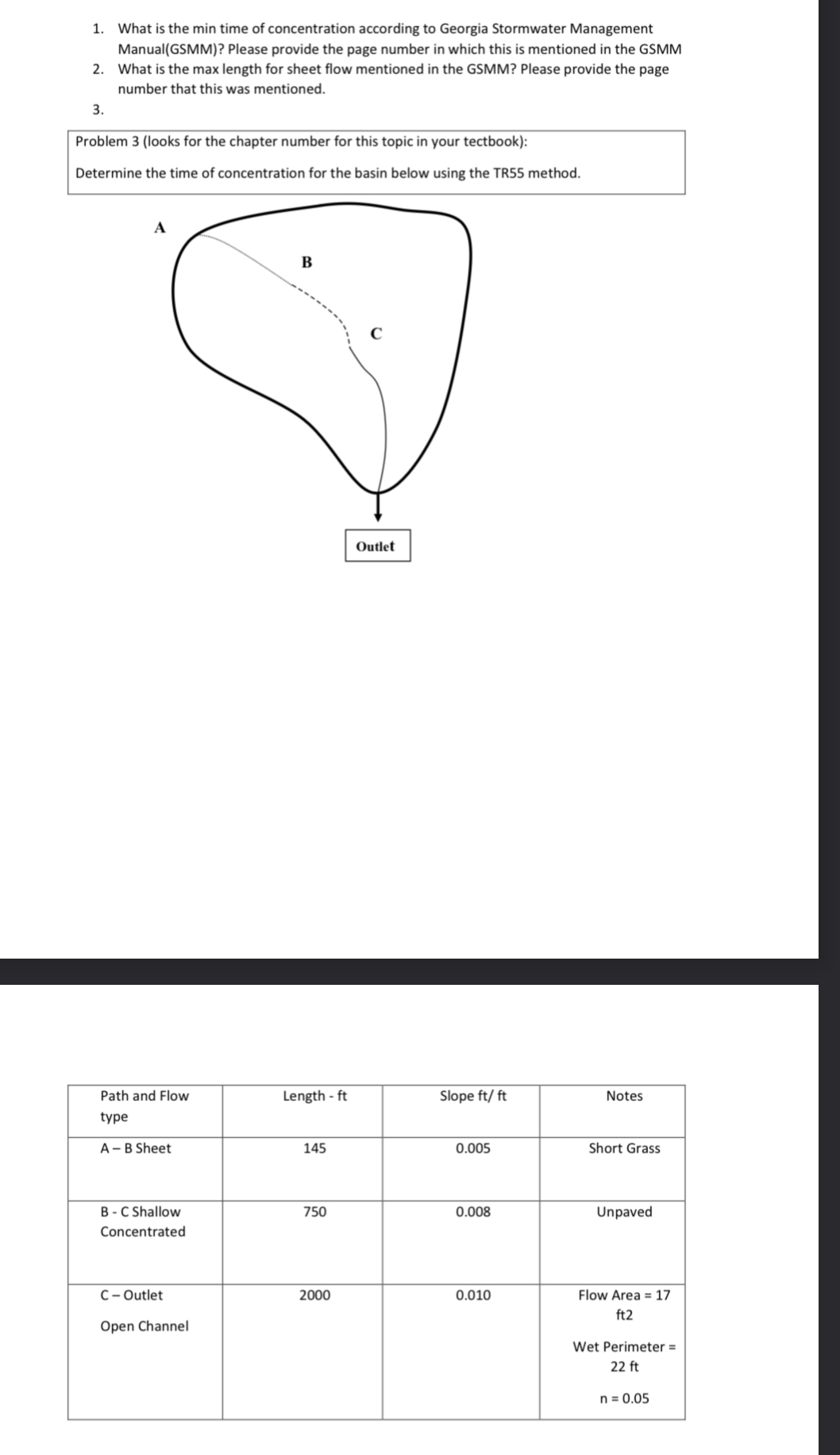 What is the min time of concentration according