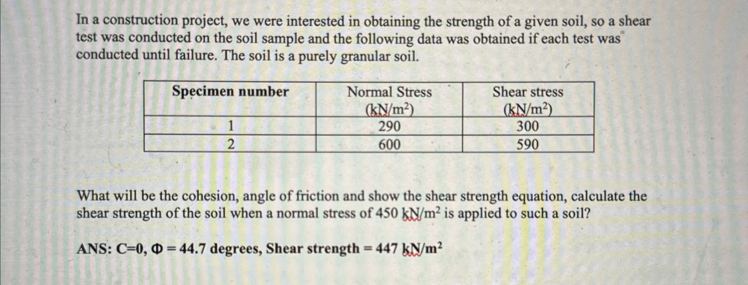 In a construction project, we were interested in