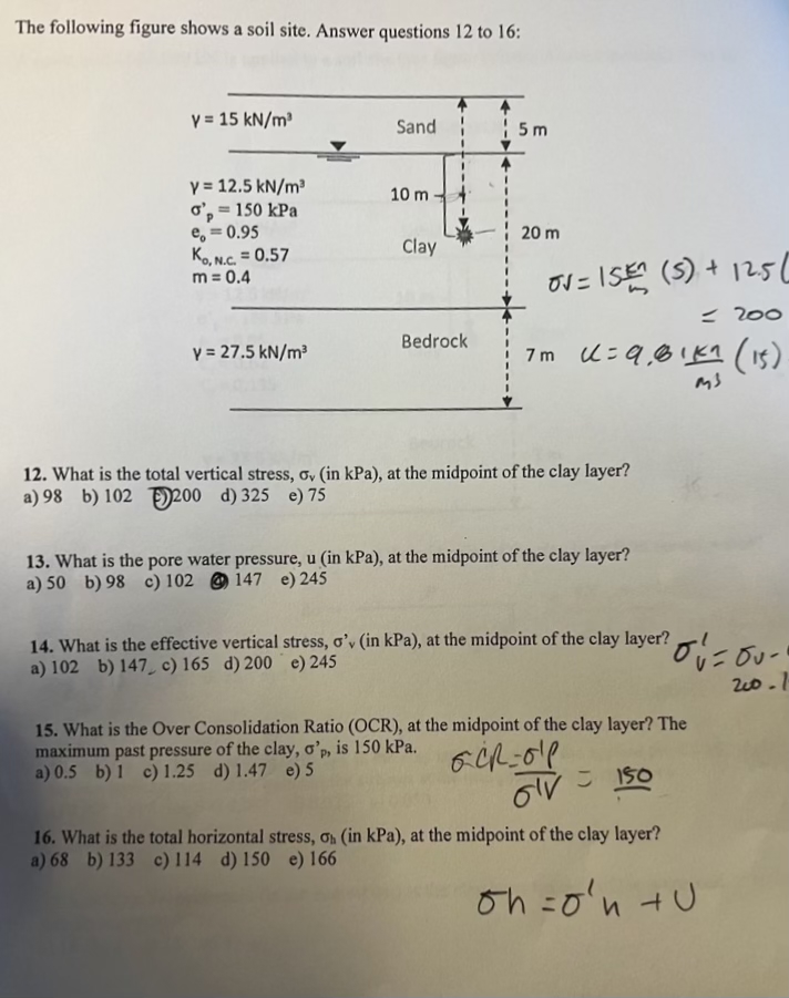 The following figure shows a soil site. Answer