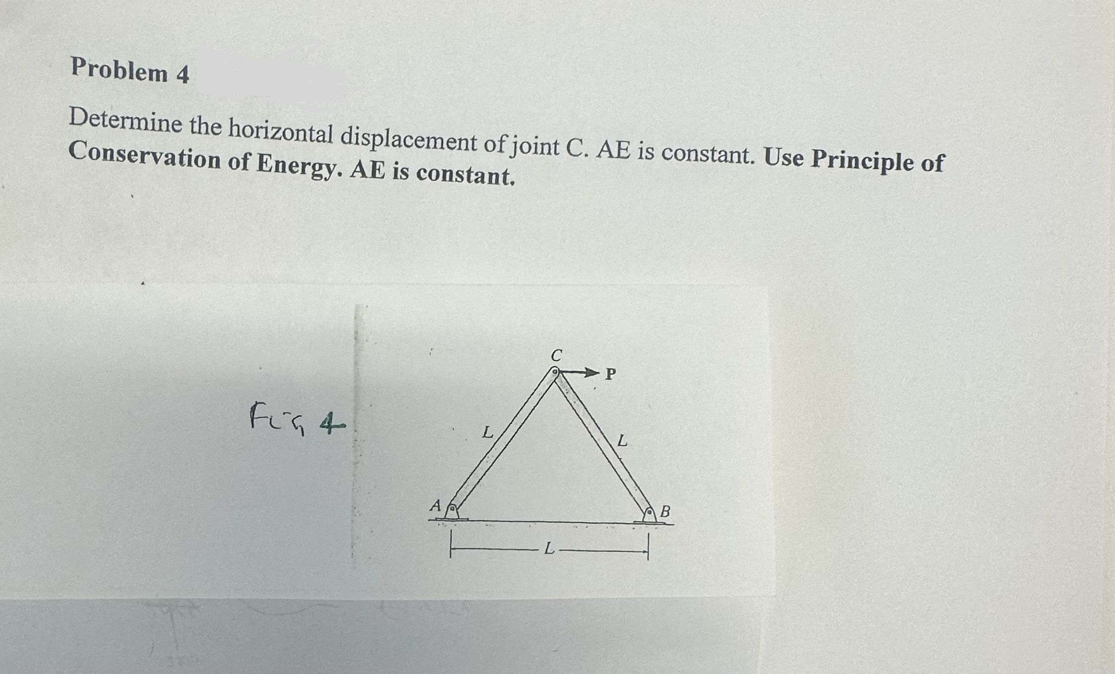Problem 4 Determine the horizontal displacement