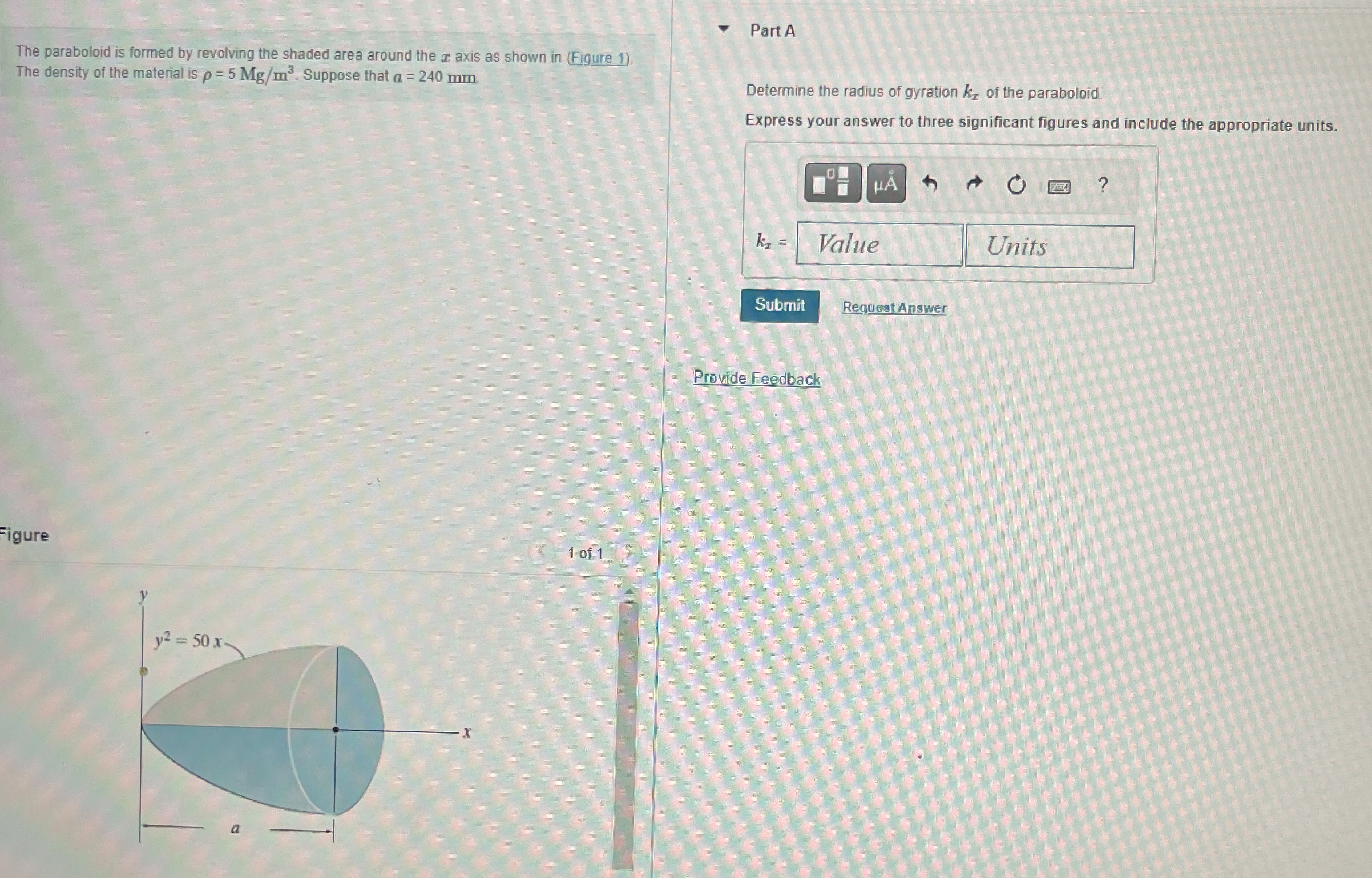 Part A Determine the radius of gyration k z of