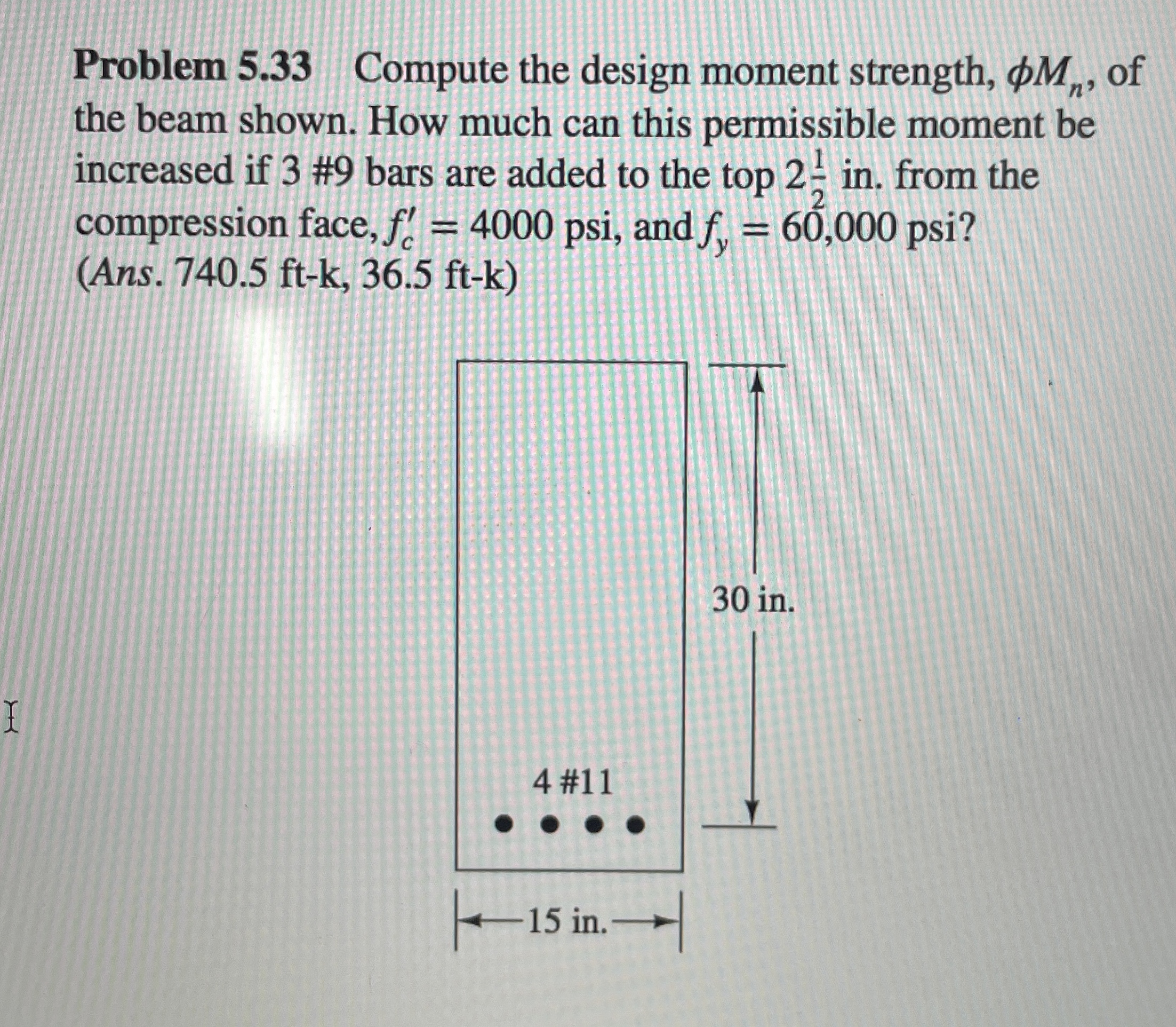 Problem 5 . 3 3 Compute the design moment