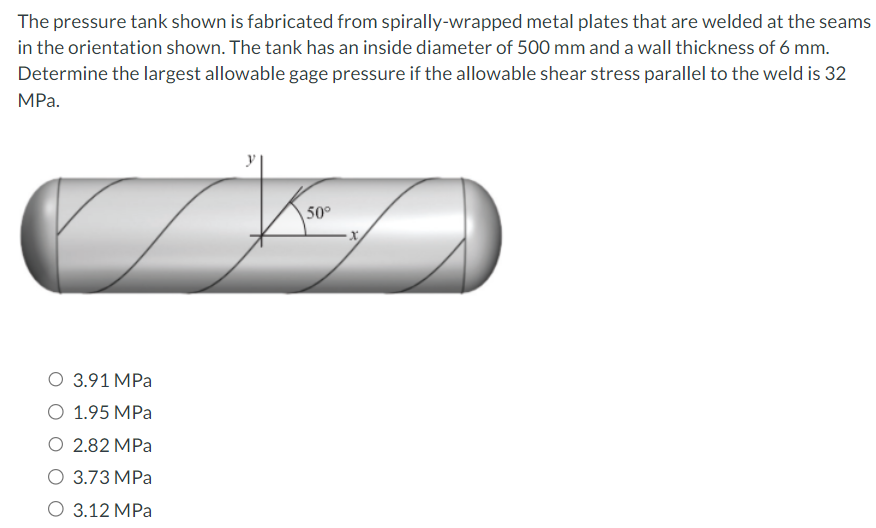 The pressure tank shown is fabricated from