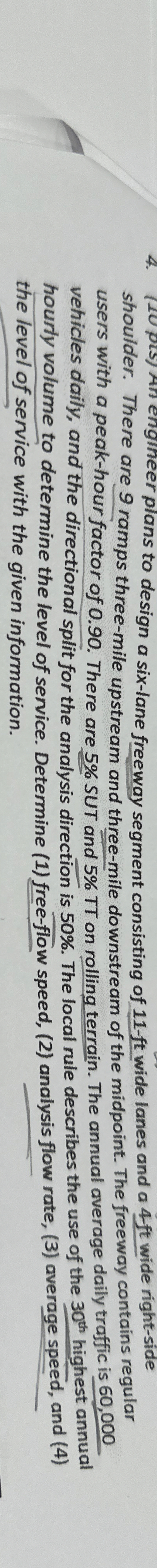 ( 1 0 pistane freeway segment consisting of 1 1 -