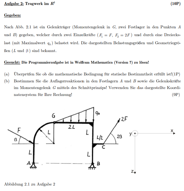 Aufgabe 2 : Tragwerk im R 2 Gegeben: Nach Abb. 2