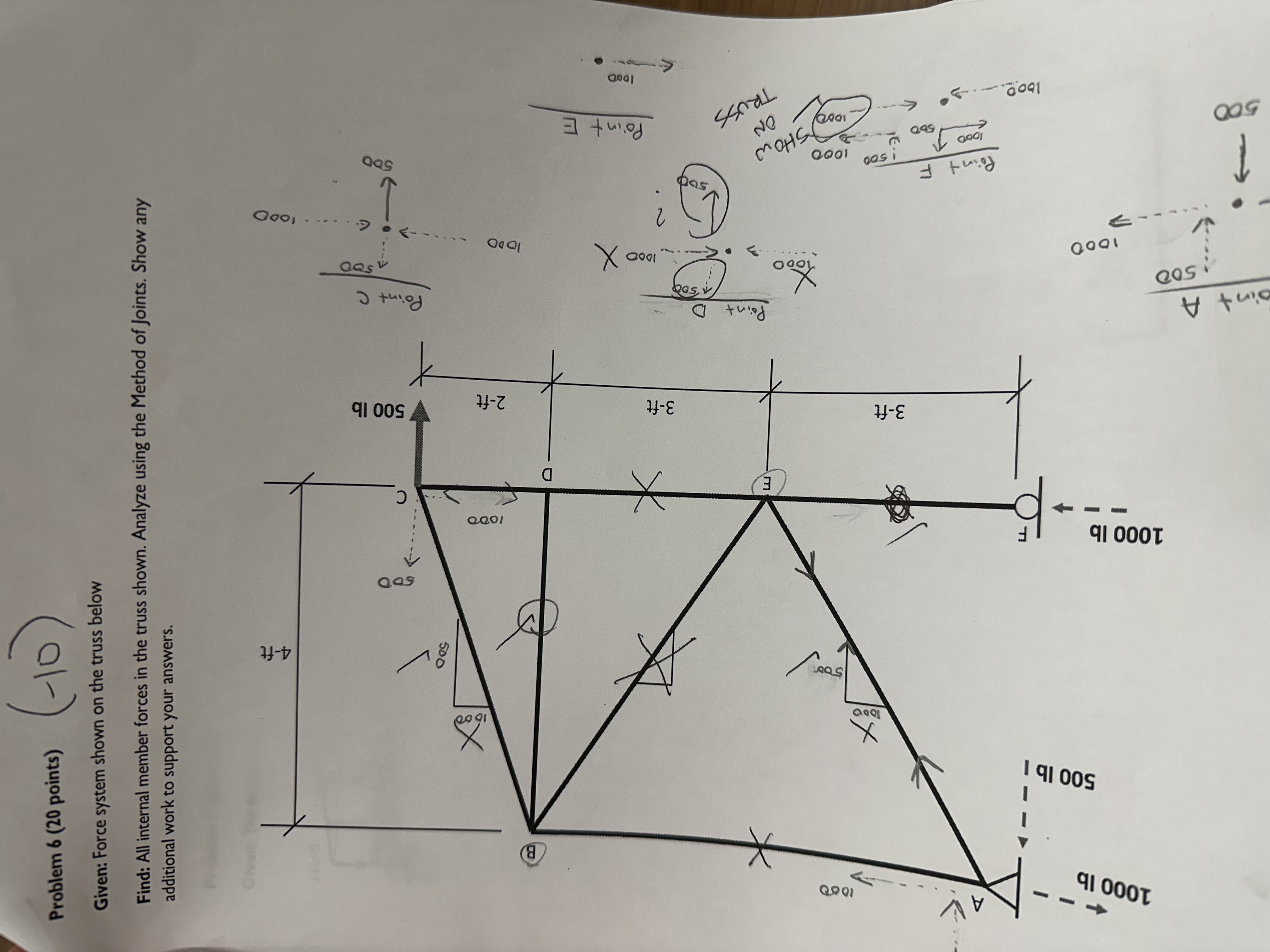Problem 6 ( 2 0 points ) ( - 1 0 ) Given: Force
