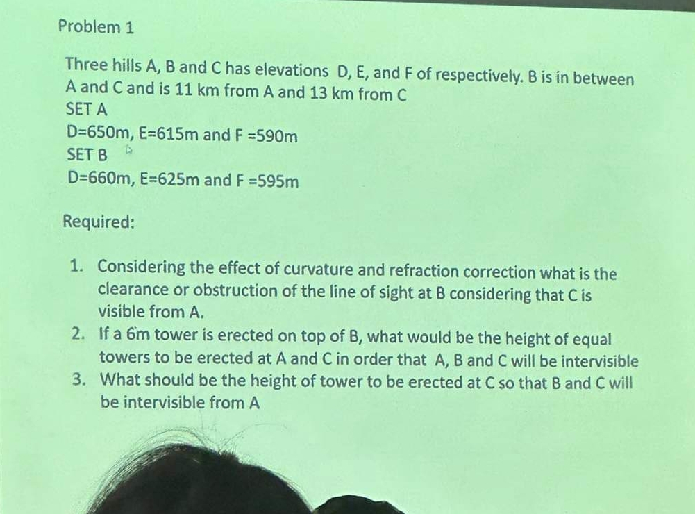 Problem 1 Three hills A , B and C has elevations