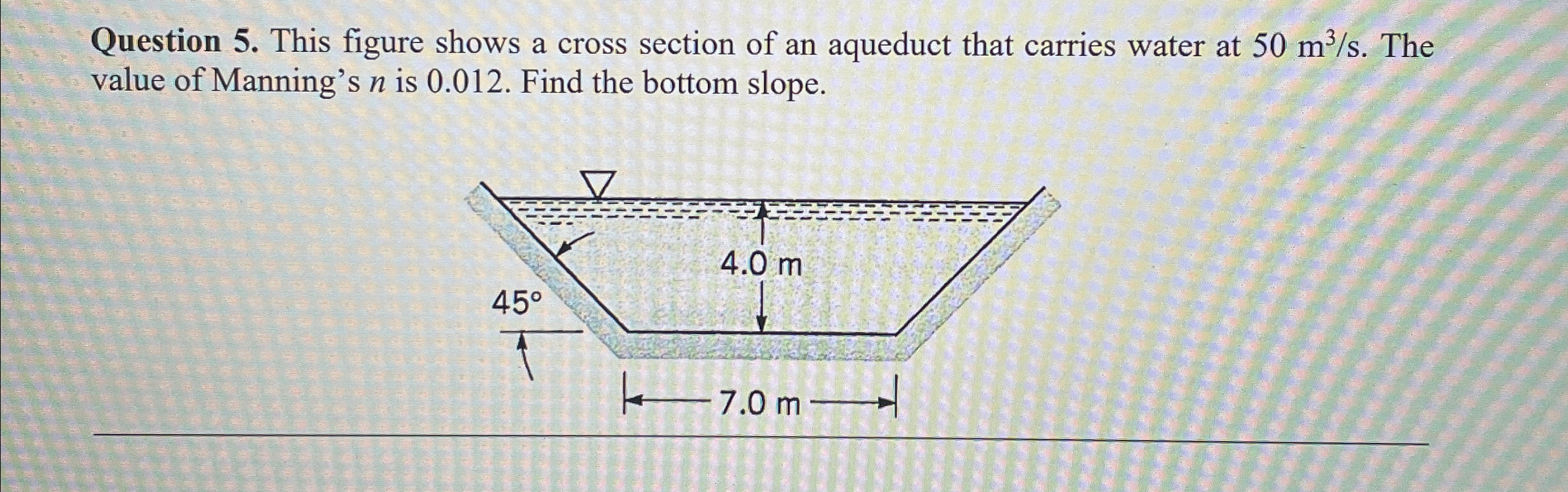 Question 5 . This figure shows a cross section of