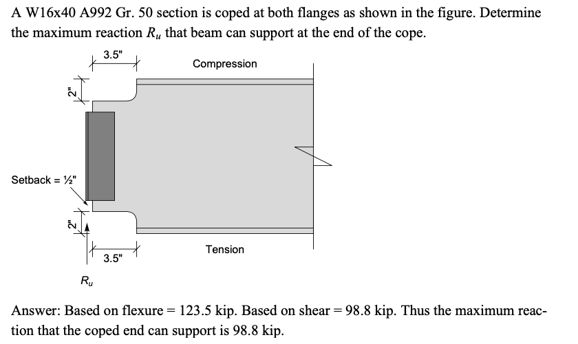A W 1 6 x 4 0 A 9 9 2 Gr . 5 0 section is coped