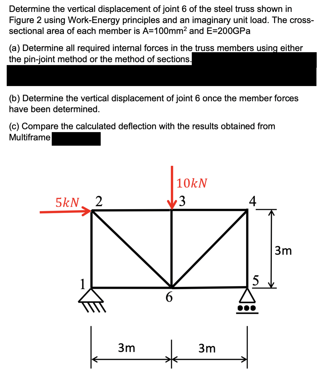Determine the vertical displacement of joint 6 of