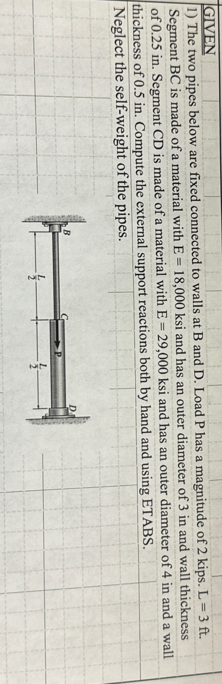 GIVEN The two pipes below are fixed connected to