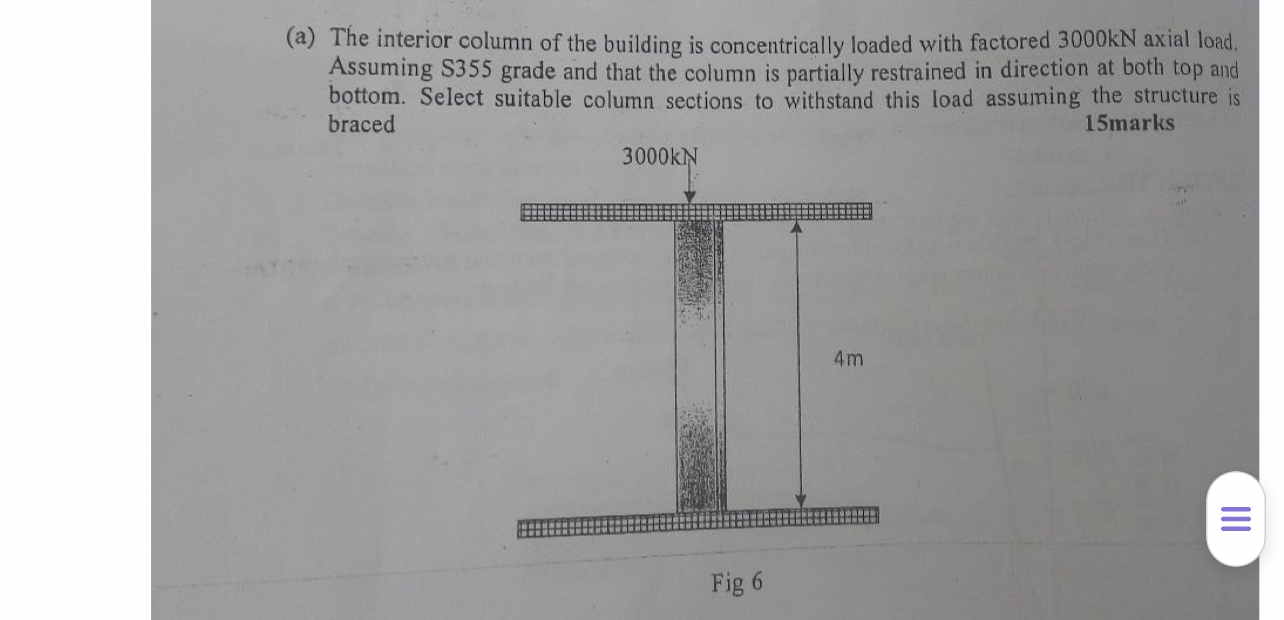 ( a ) The interior column of the building is
