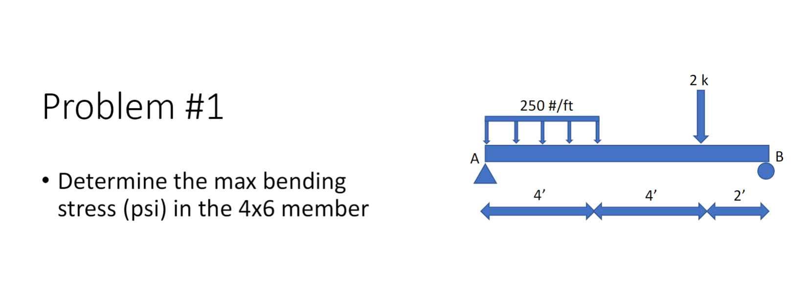 Problem # 1 Determine the max bending stress (